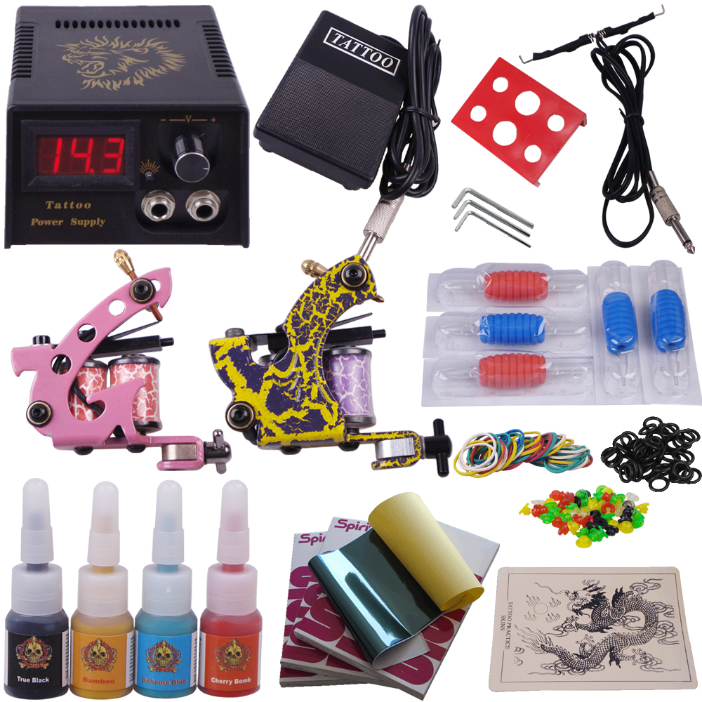 Tattoo ink supply kit gun complete set beginner kits needles power machine A Beginner Guide to Shopping Tattoo Kits
